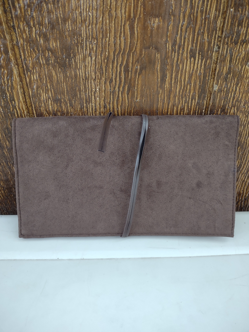 Yves Saint Laurent Brown Suede Clutch w Mirror